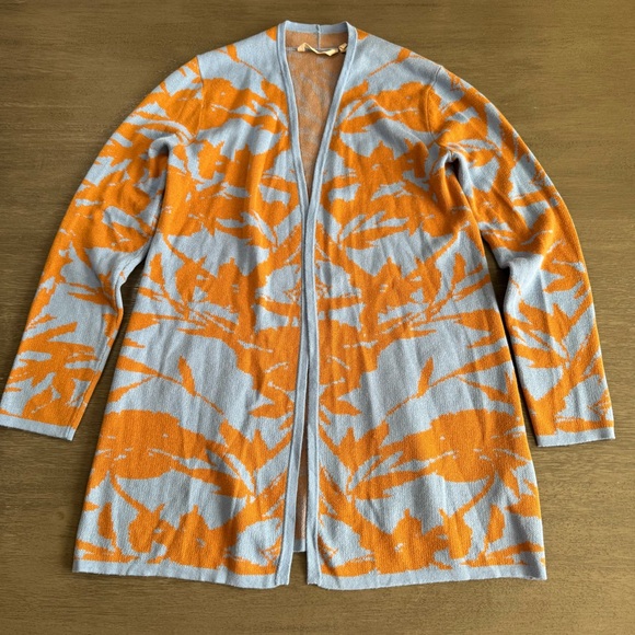 Soft Surroundings Brown Blue Floral Cardigan Sweater Duster XS - Picture 3 of 10